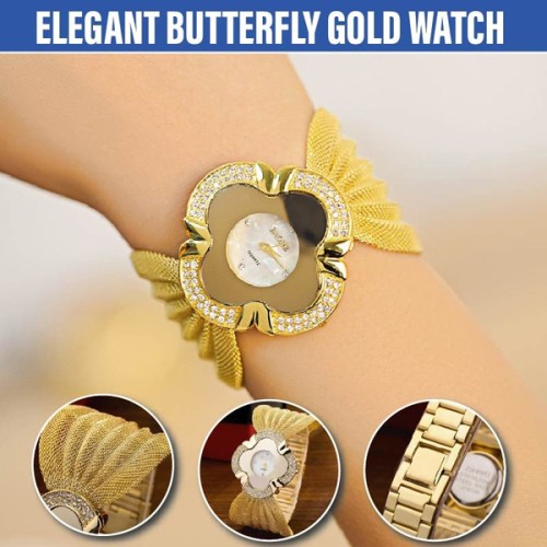 Trendy Wrist Watches for Women/Elegant Butterfly Gold Watch